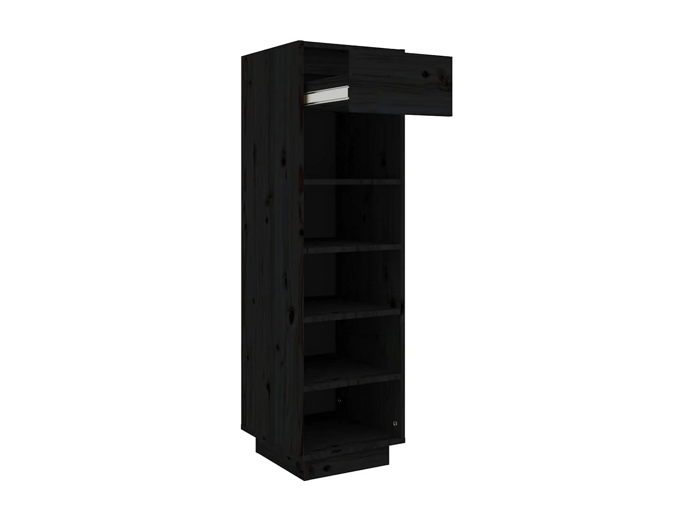 Zapatero negro 30x34x105 cm madera maciza de pino