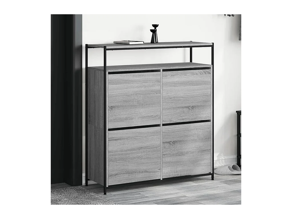 Armoire à chaussures 4 tiroirs rabattables sonoma gris