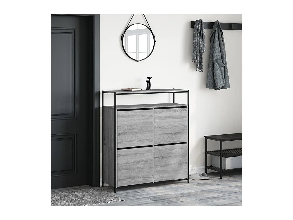 Armoire à chaussures 4 tiroirs rabattables sonoma gris