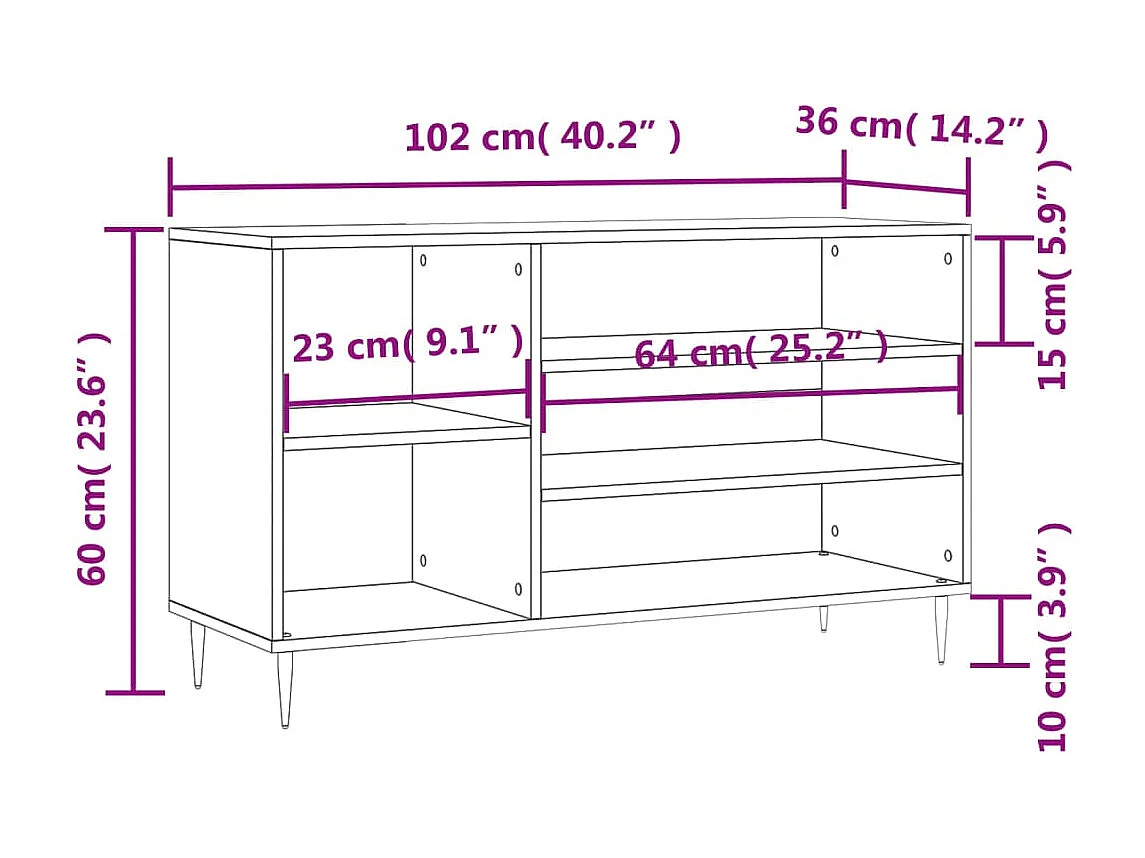 Scarpiera Bianco lucido 102x36x60 cm Legno composito