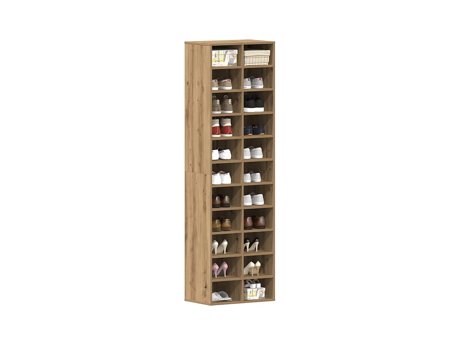 Meuble à chaussures chêne artisanal 54x34x183cm bois ingénierie