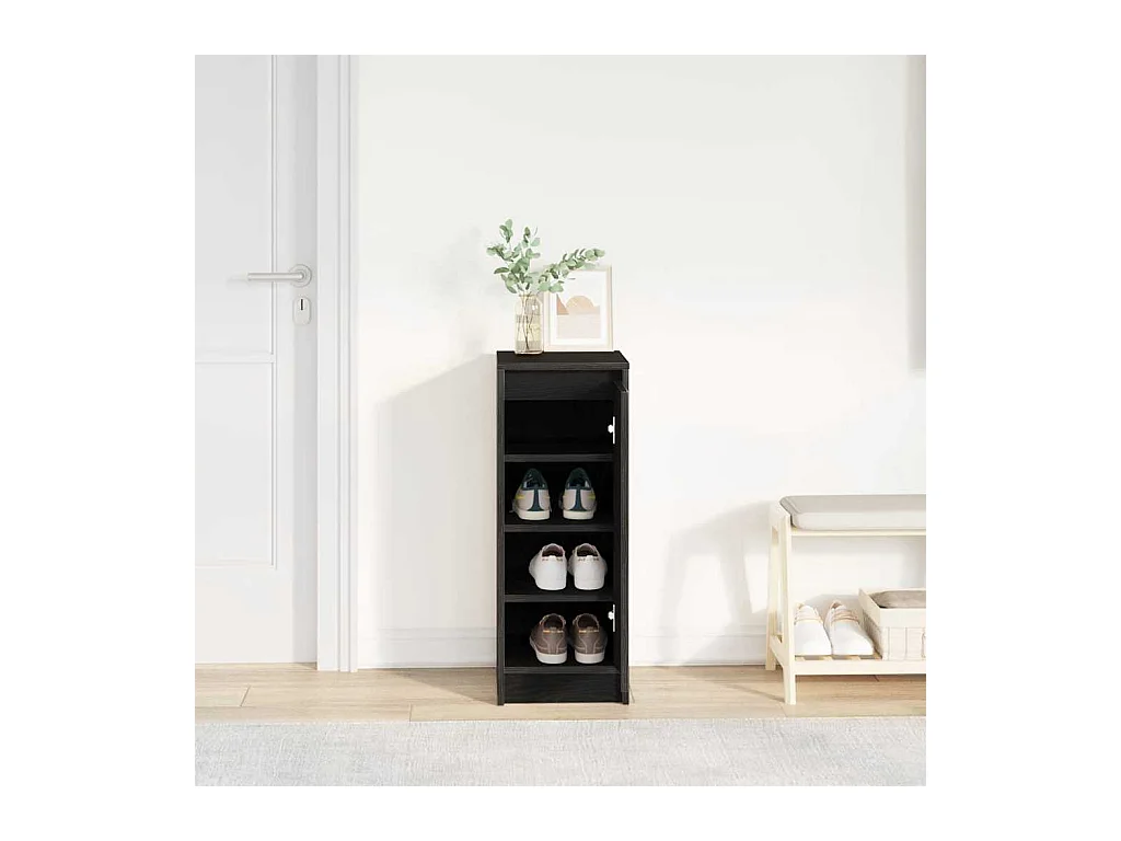 Armoire à chaussures chêne noir 29,5x34x76 cm bois d'ingénierie