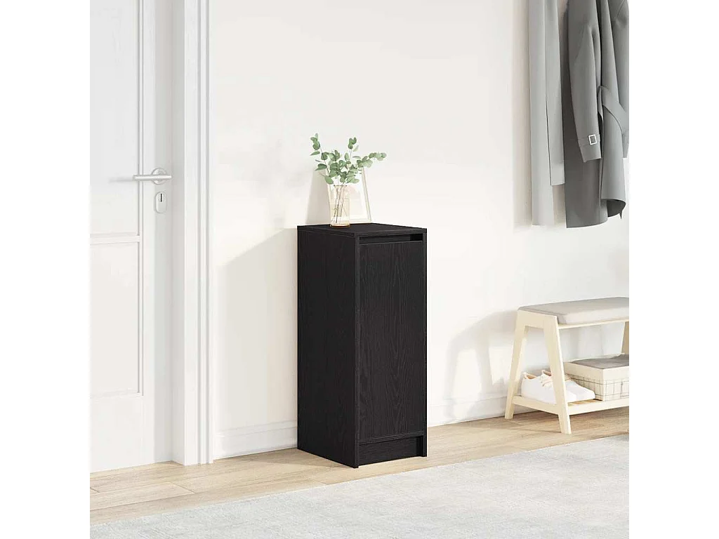 Armoire à chaussures chêne noir 29,5x34x76 cm bois d'ingénierie