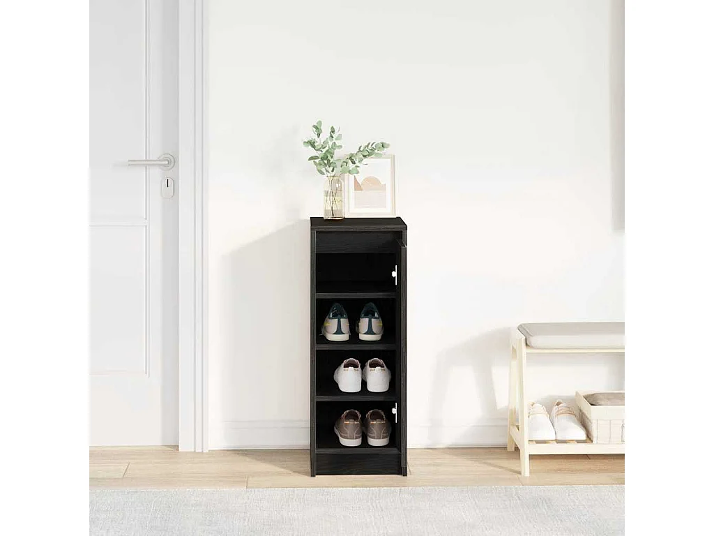 Armoire à chaussures chêne noir 29,5x34x76 cm bois d'ingénierie