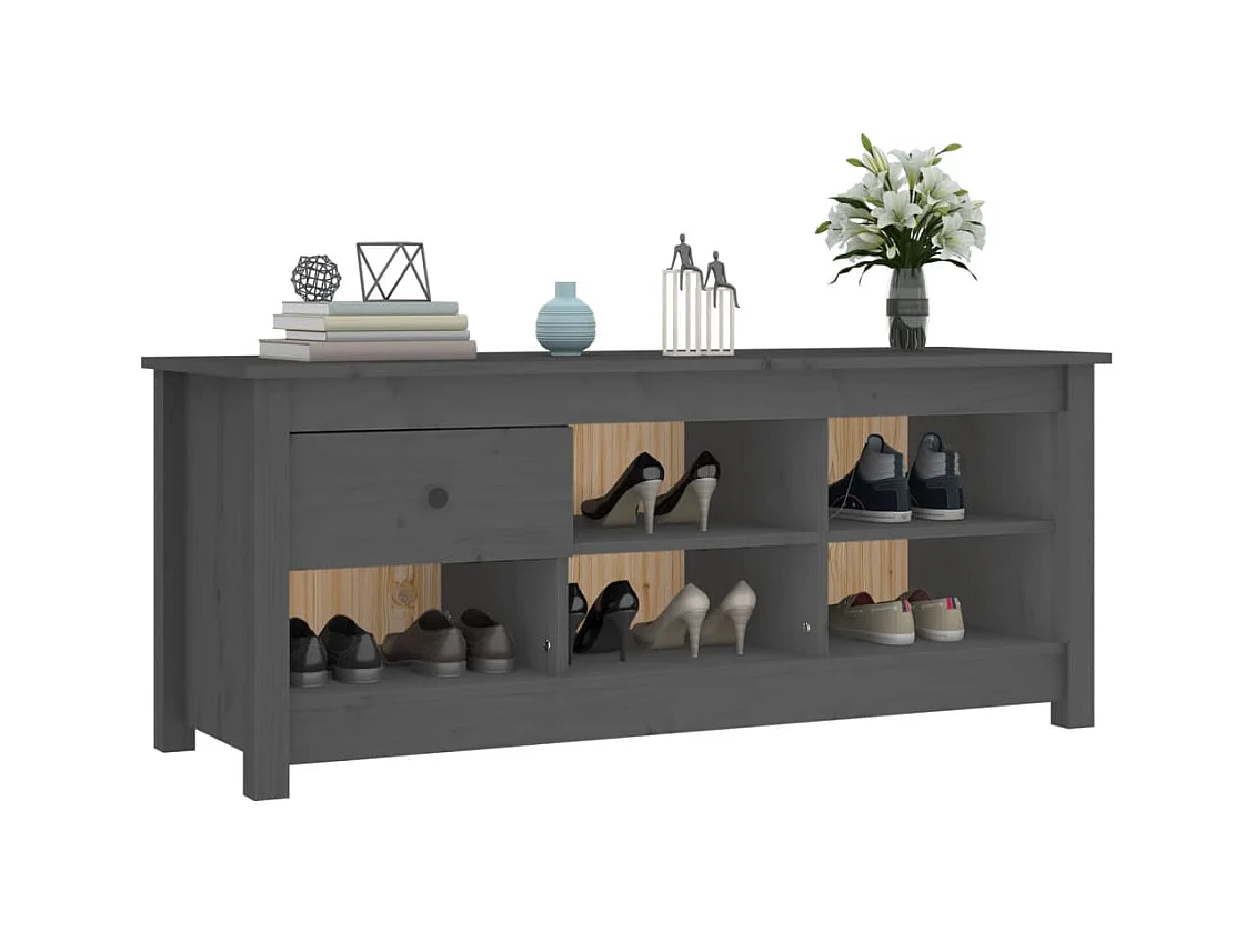Grijze schoenenkast 110x38x45,5 cm Massief grenenhout