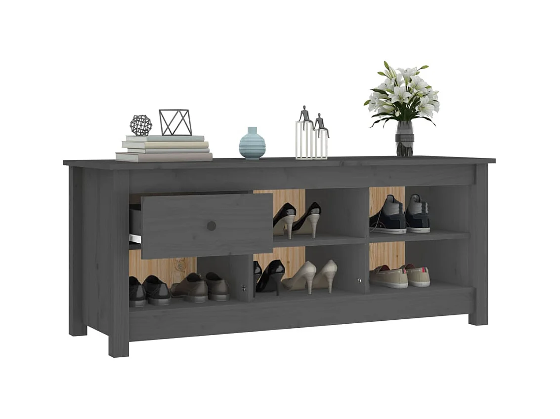 Grijze schoenenkast 110x38x45,5 cm Massief grenenhout