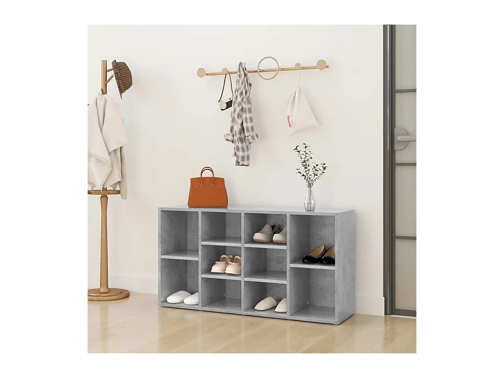 Panca portascarpe in cemento grigio 103x30x54,5 cm in legno ingegnerizzato