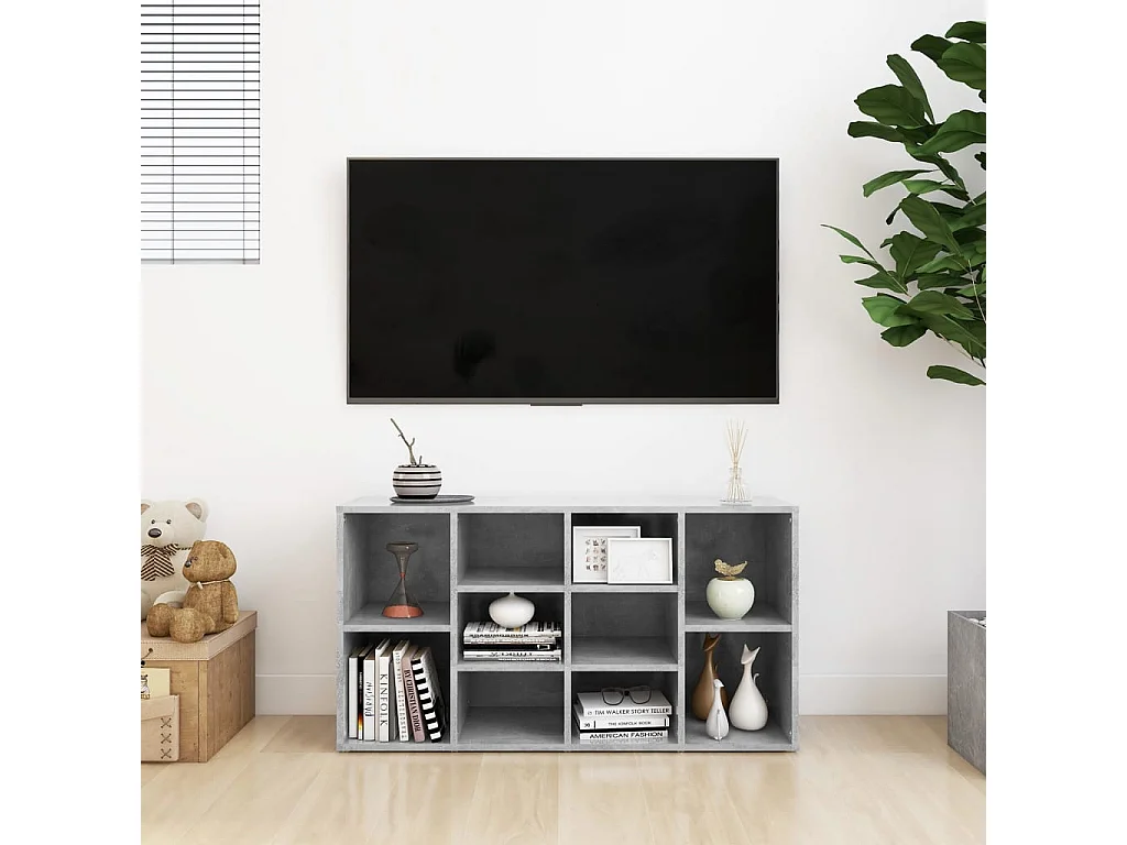 Panca portascarpe in cemento grigio 103x30x54,5 cm in legno ingegnerizzato