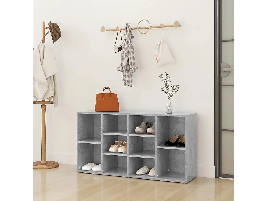 Banc à chaussures Gris béton 103x30x54,5 cm Bois d’ingénierie