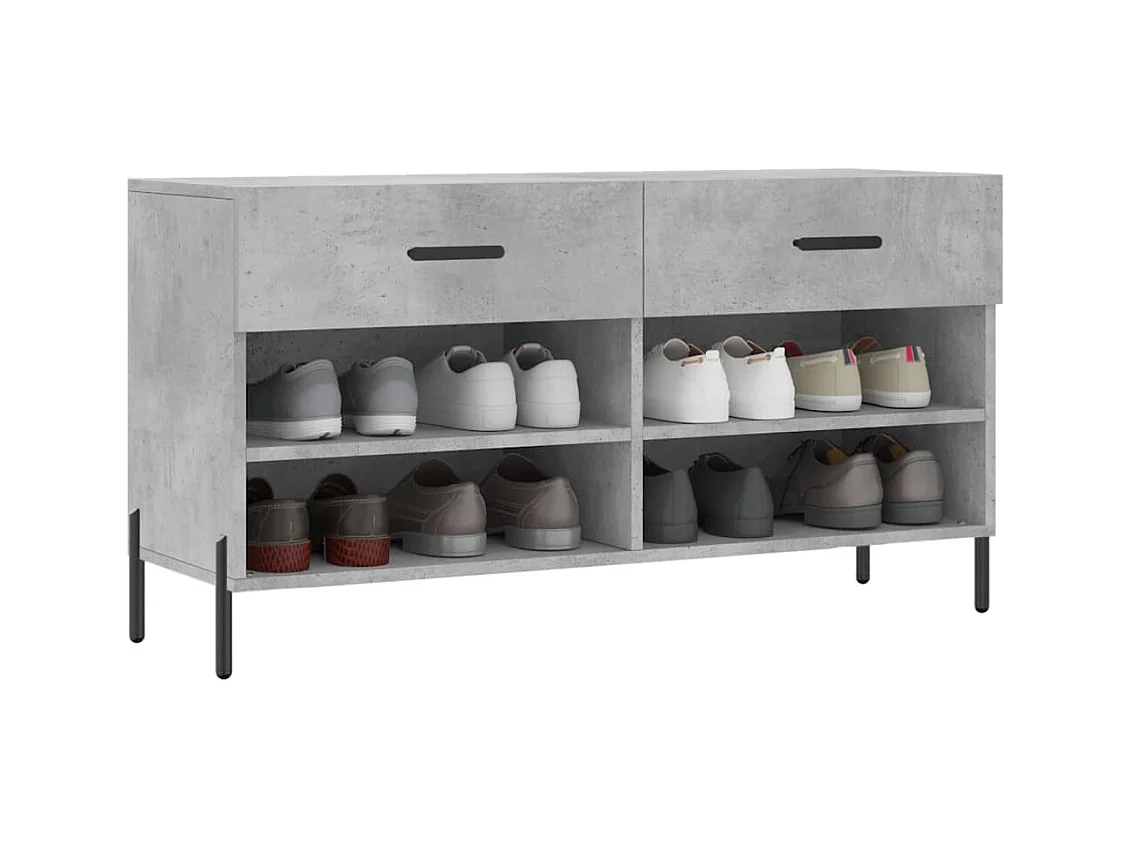Betongrijze schoenbank 102x35x55 cm bewerkt hout