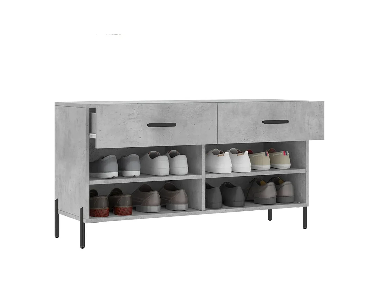 Betongrijze schoenbank 102x35x55 cm bewerkt hout
