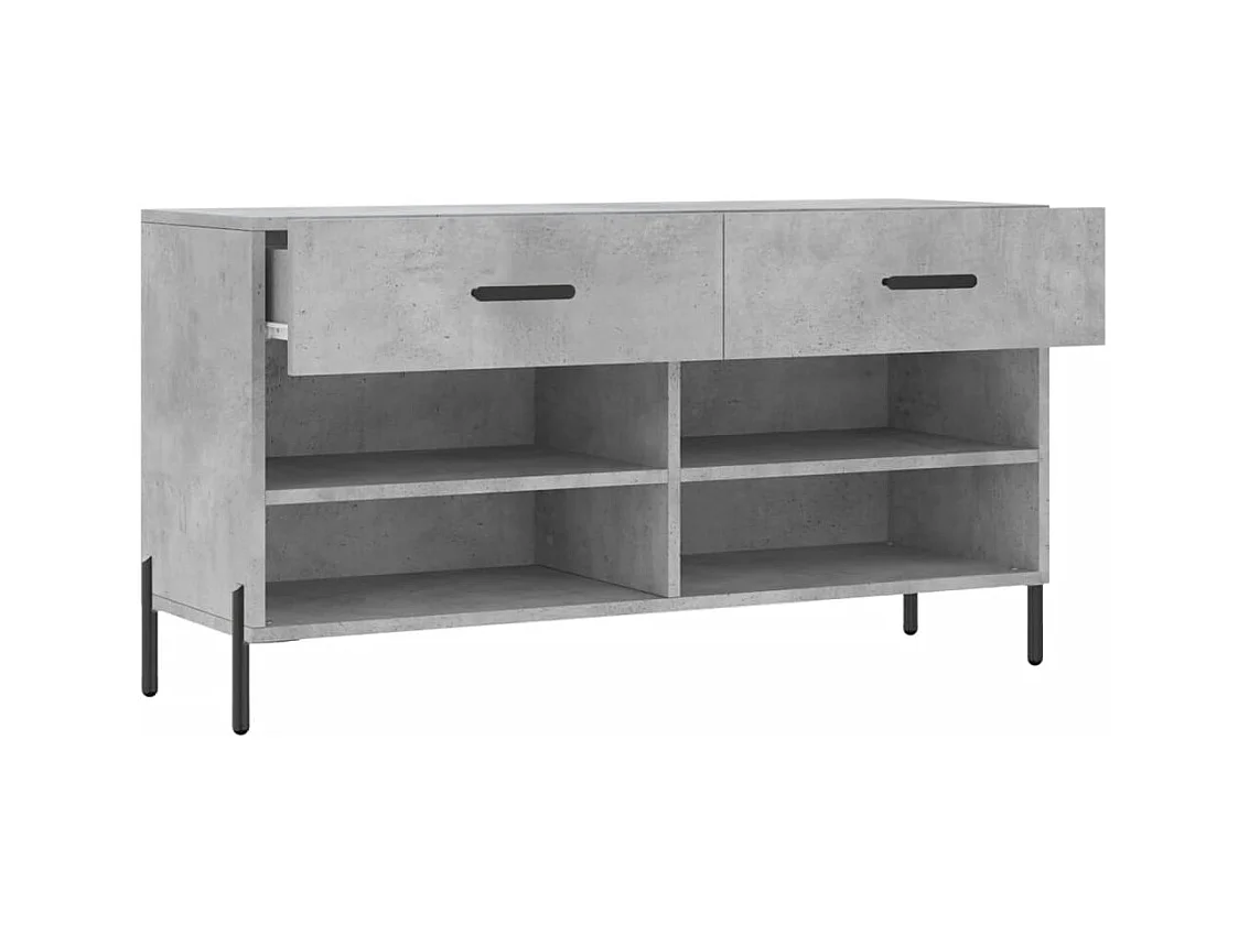 Betongrijze schoenbank 102x35x55 cm bewerkt hout