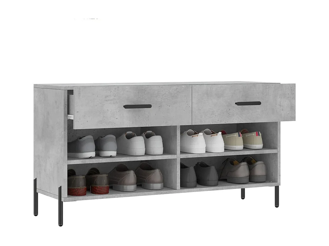 Betongrijze schoenbank 102x35x55 cm bewerkt hout