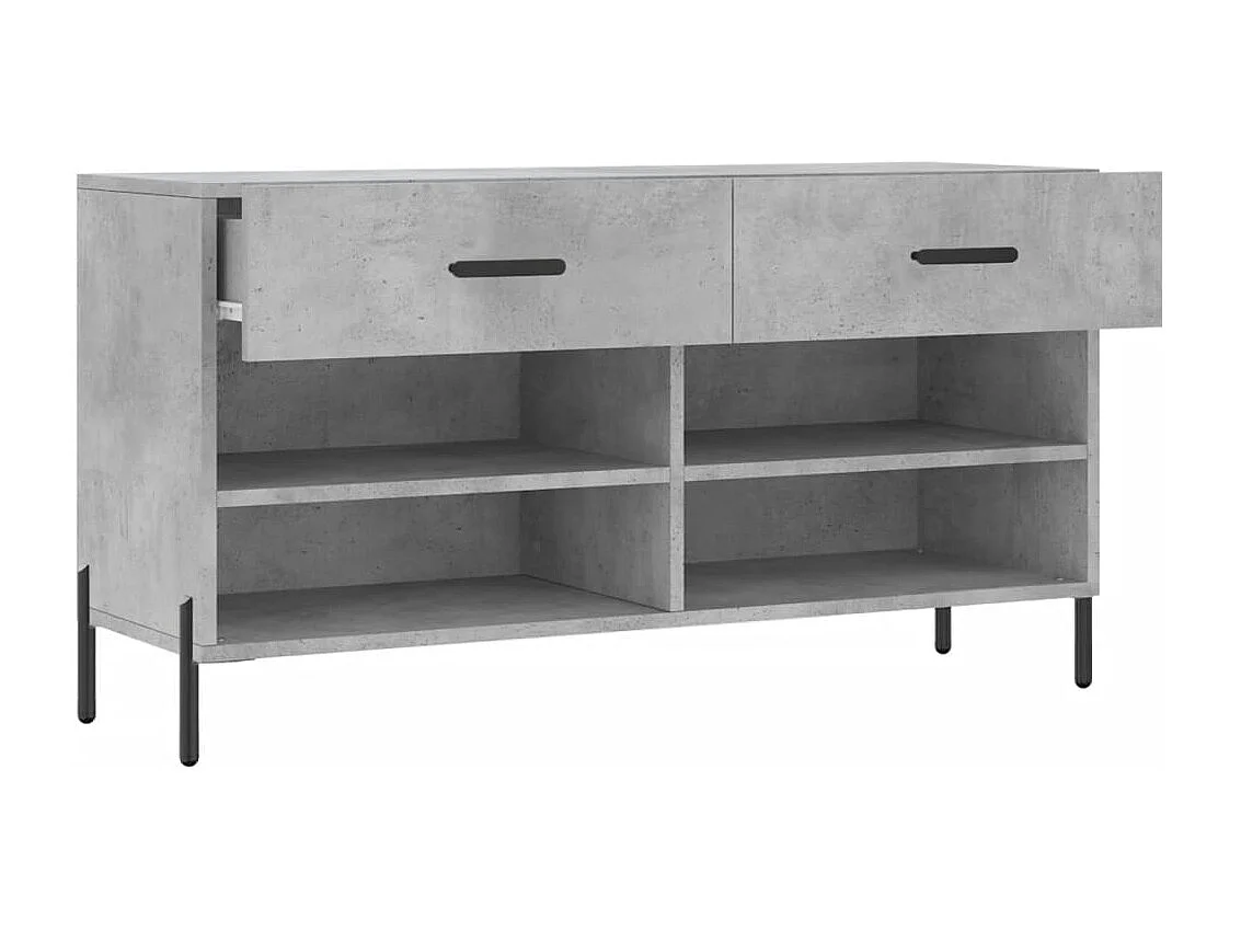 Banc à chaussures gris béton 102x35x55 cm bois d'ingénierie