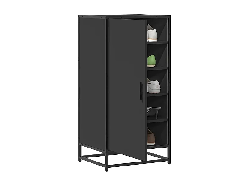 Zwarte schoenenrek 48x38x97,5 cm bewerkt hout