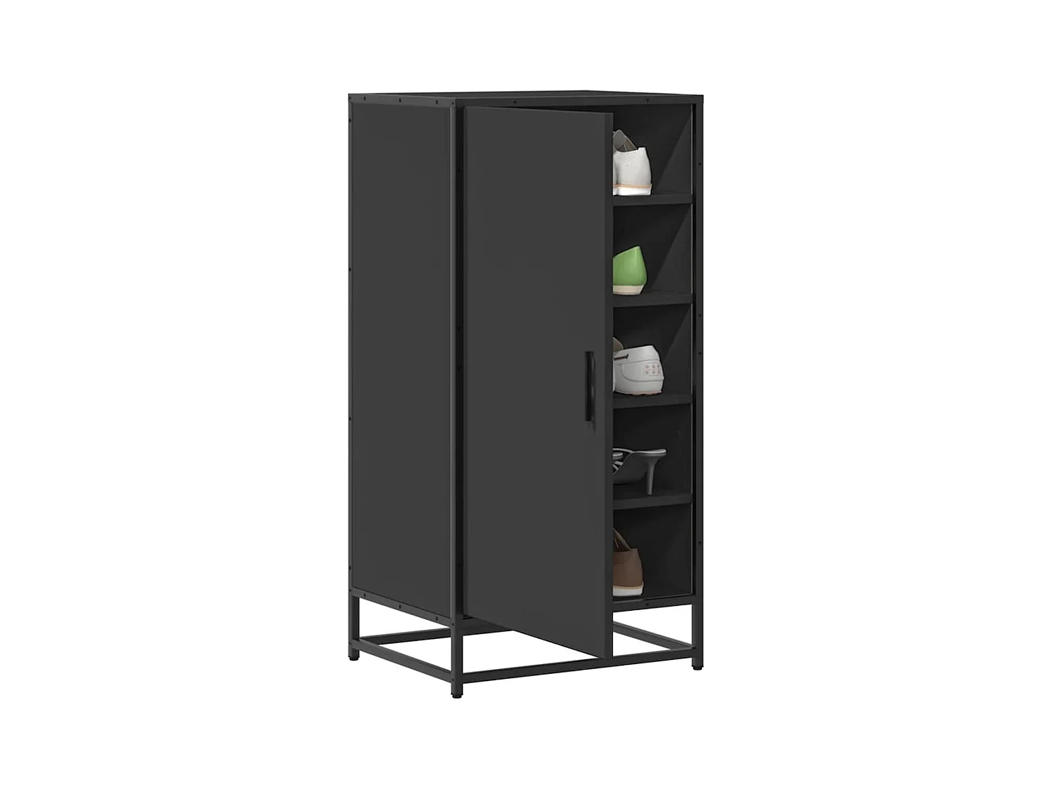 Étagère à chaussures noir 48x38x97,5 cm bois d'ingénierie