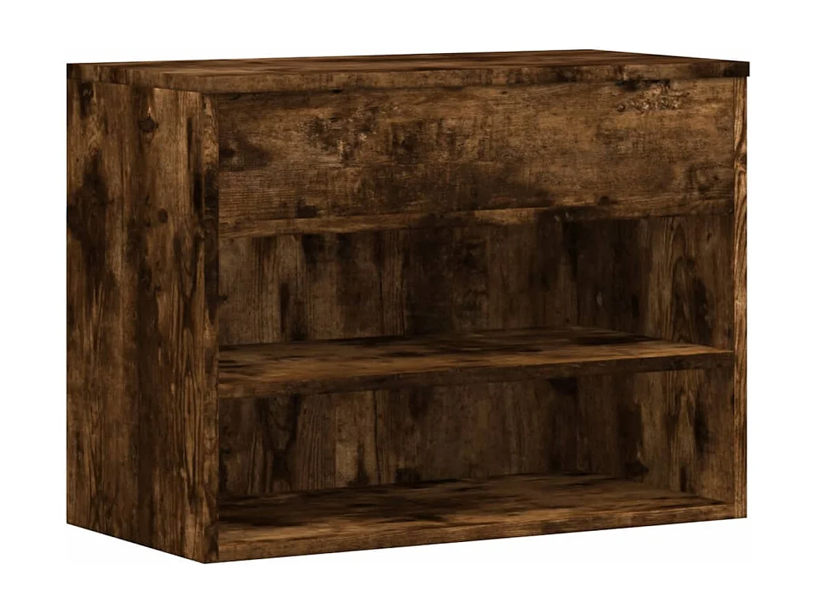 Panca portascarpe in rovere affumicato 60x30x45 cm in legno ingegnerizzato
