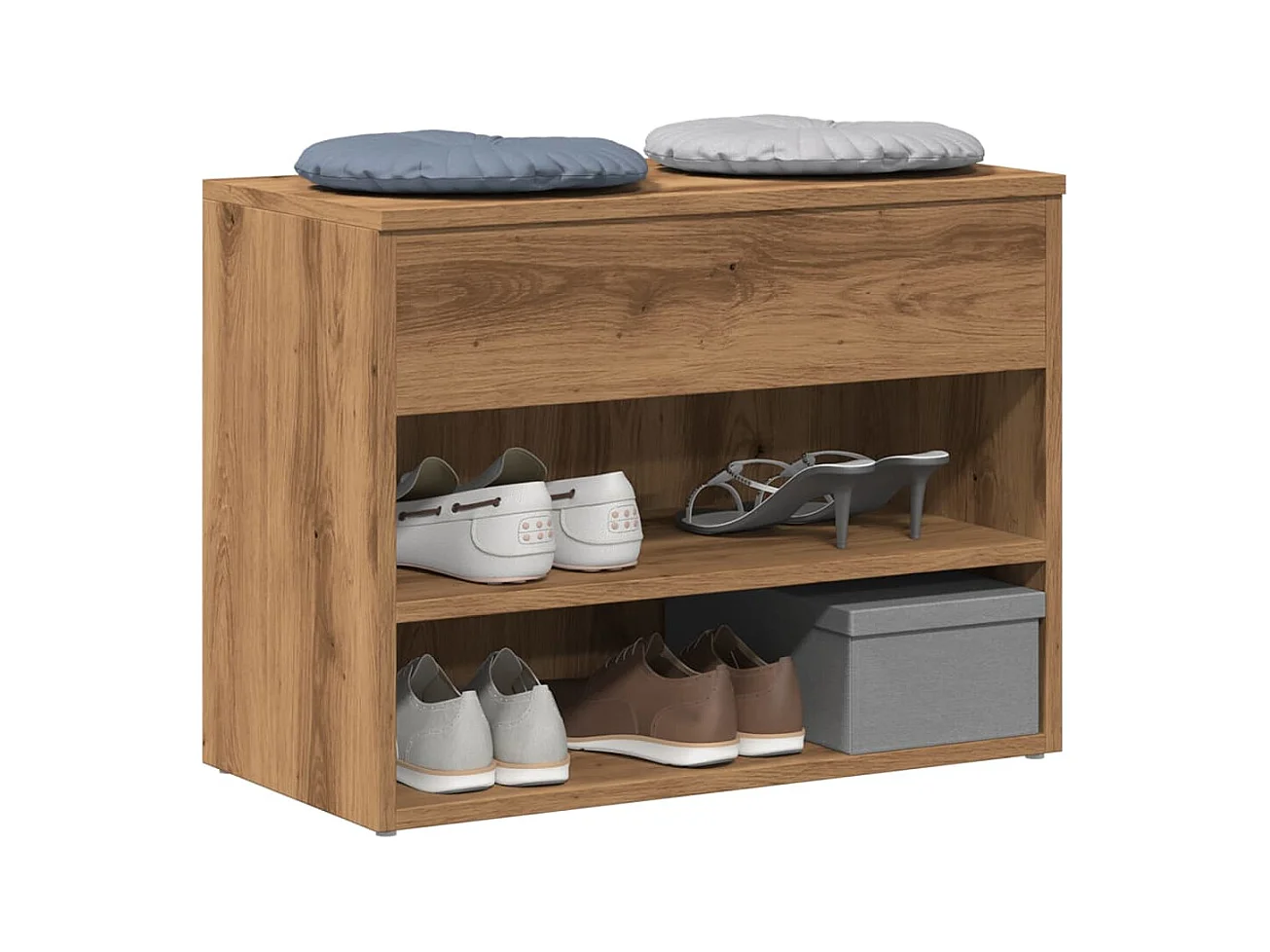 Banc à chaussures chêne artisanal 60x30x45 cm bois d'ingénierie