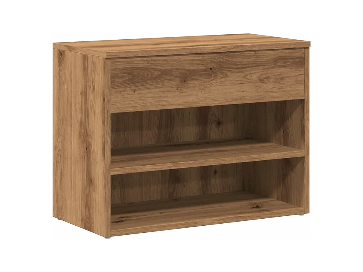 Banc à chaussures chêne artisanal 60x30x45 cm bois d'ingénierie