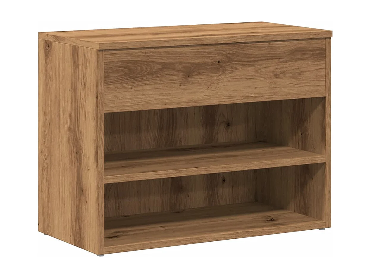 Banc à chaussures chêne artisanal 60x30x45 cm bois d'ingénierie
