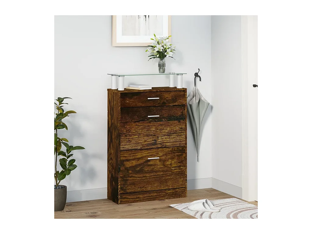 Armoire à chaussures Chêne fumé 63x24x104 cm Bois d'ingénierie