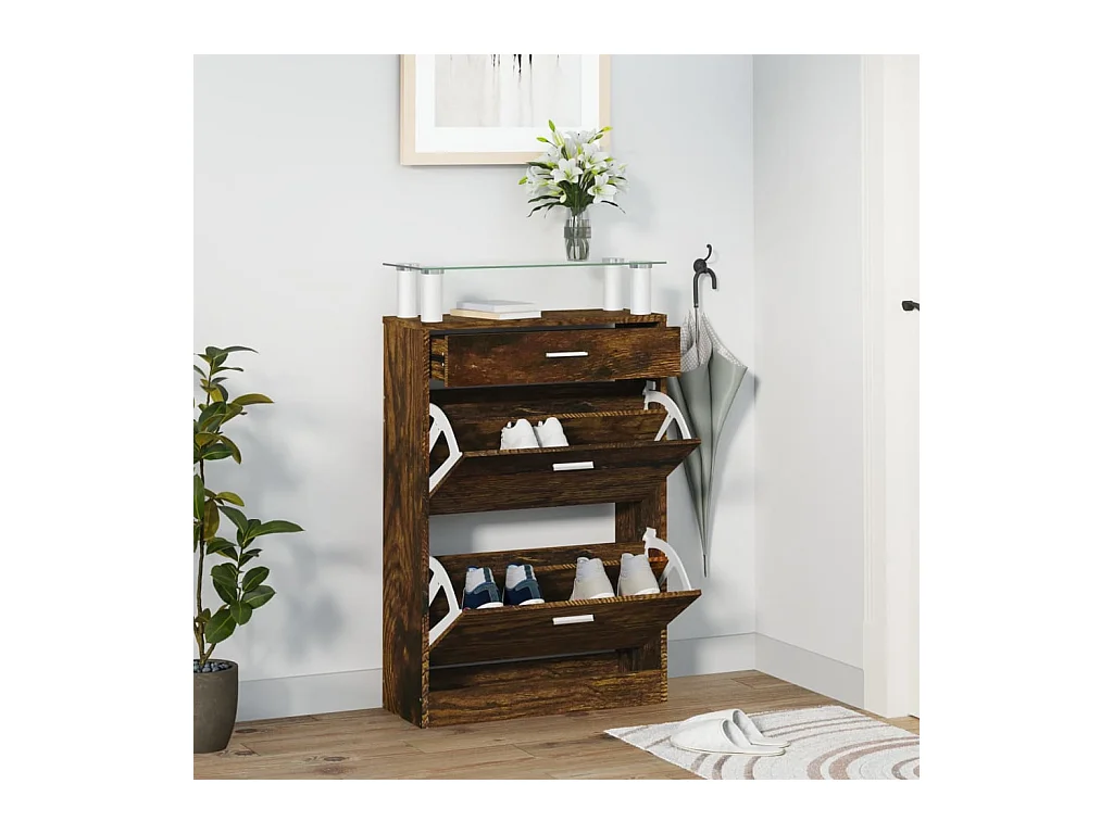Armoire à chaussures Chêne fumé 63x24x104 cm Bois d'ingénierie