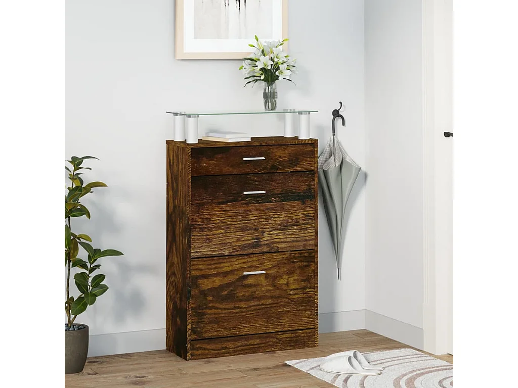 Armoire à chaussures Chêne fumé 63x24x104 cm Bois d'ingénierie