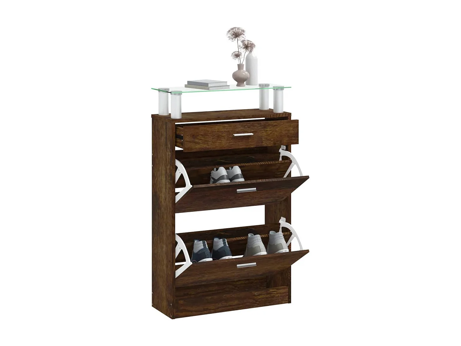 Armoire à chaussures Chêne fumé 63x24x104 cm Bois d'ingénierie