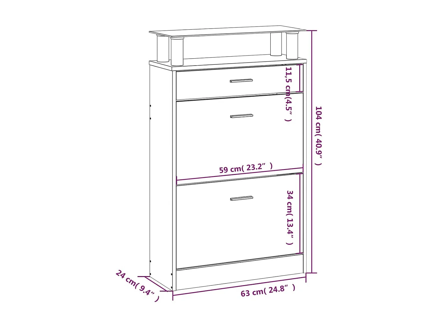 Armoire à chaussures Chêne fumé 63x24x104 cm Bois d'ingénierie