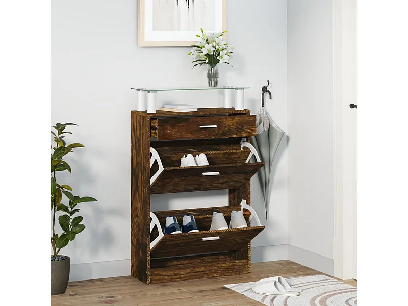 Armoire à chaussures Chêne fumé 63x24x104 cm Bois d'ingénierie