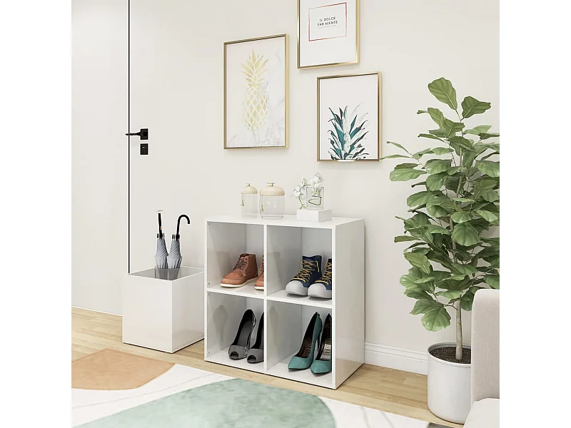 Schuhschrank für den Eingangsbereich aus weißem Hochglanzholz