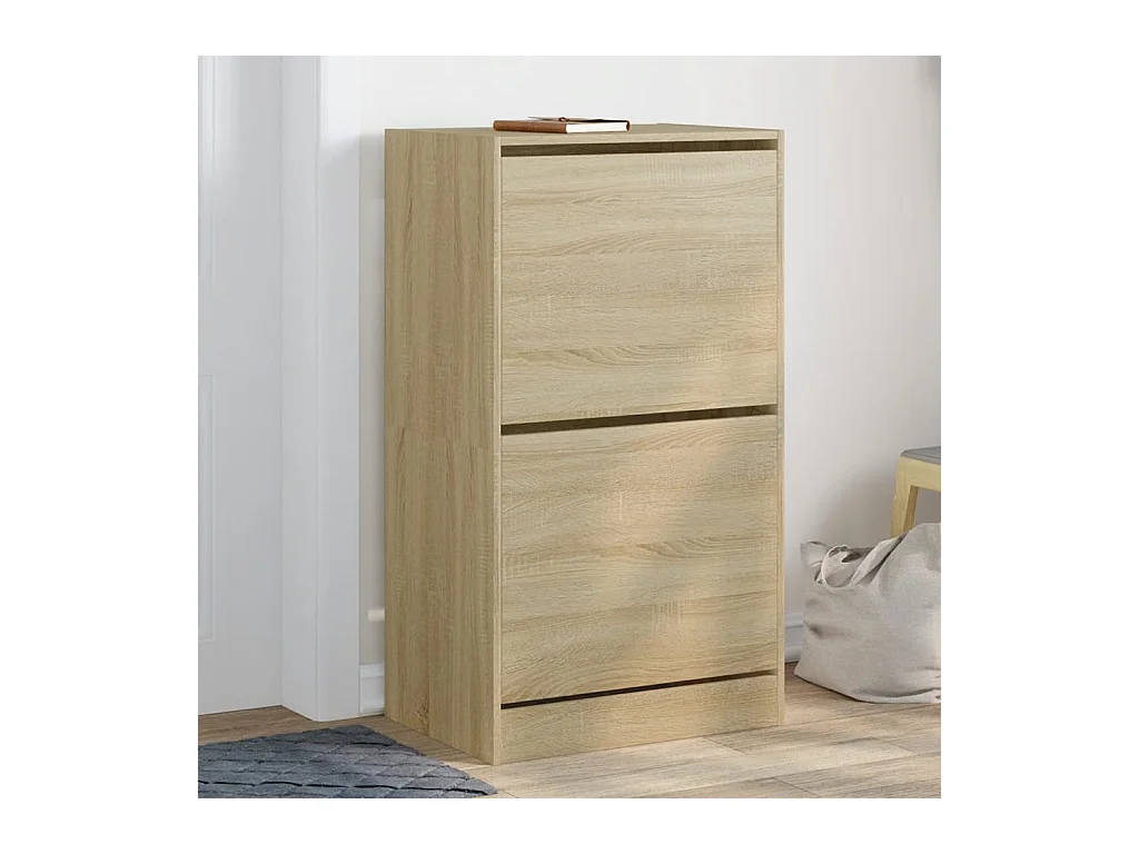 Armoire à chaussures 2 tiroirs rabattables chêne sonoma