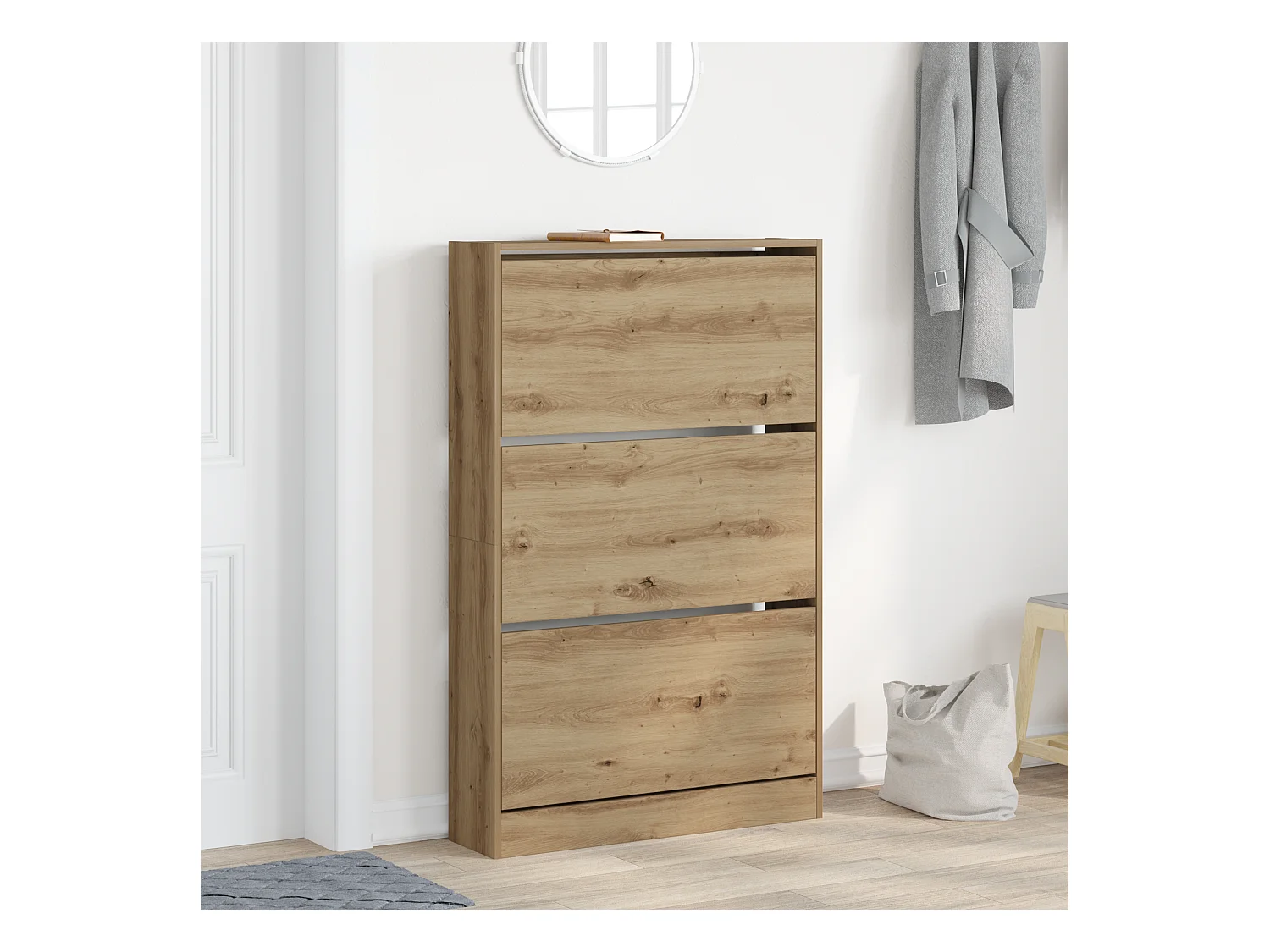 Meuble à chaussures Chêne artisan 80x21x125,5 cm Bois d'ingénierie