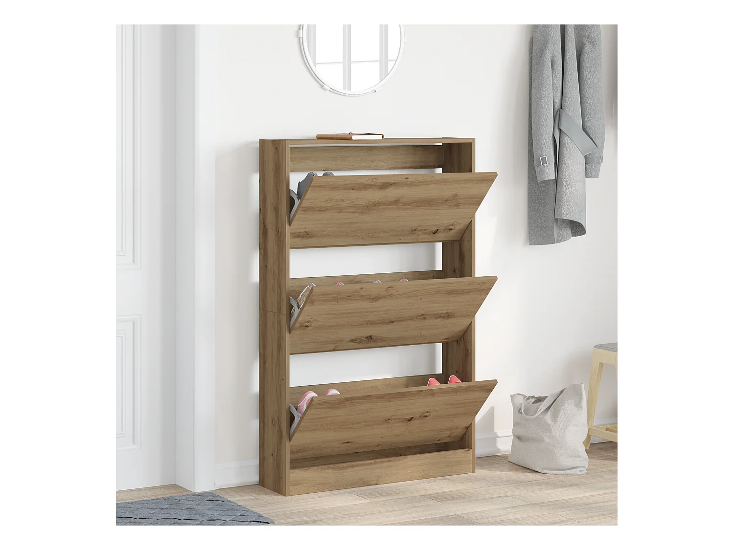 Meuble à chaussures Chêne artisan 80x21x125,5 cm Bois d'ingénierie