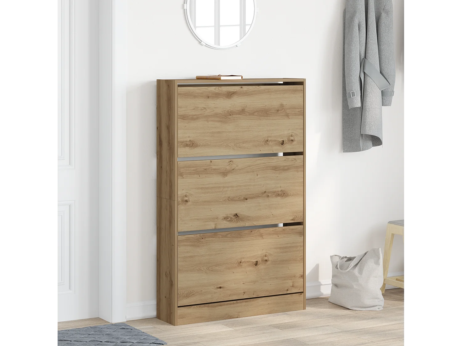 Meuble à chaussures Chêne artisan 80x21x125,5 cm Bois d'ingénierie