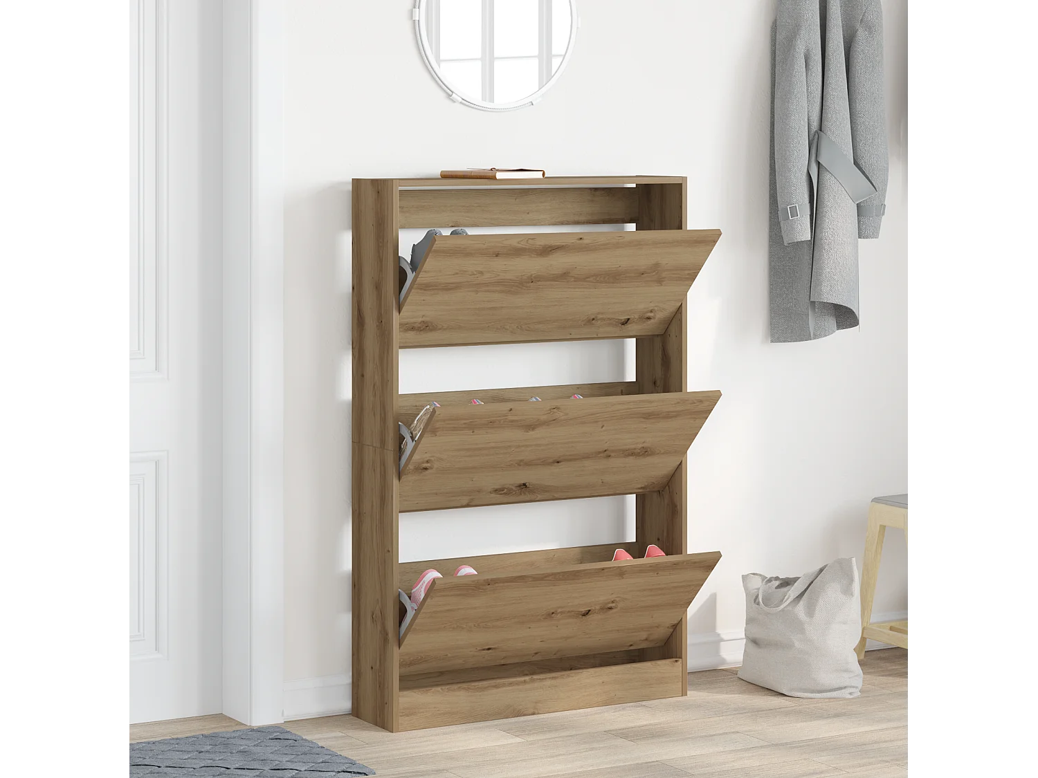 Meuble à chaussures Chêne artisan 80x21x125,5 cm Bois d'ingénierie