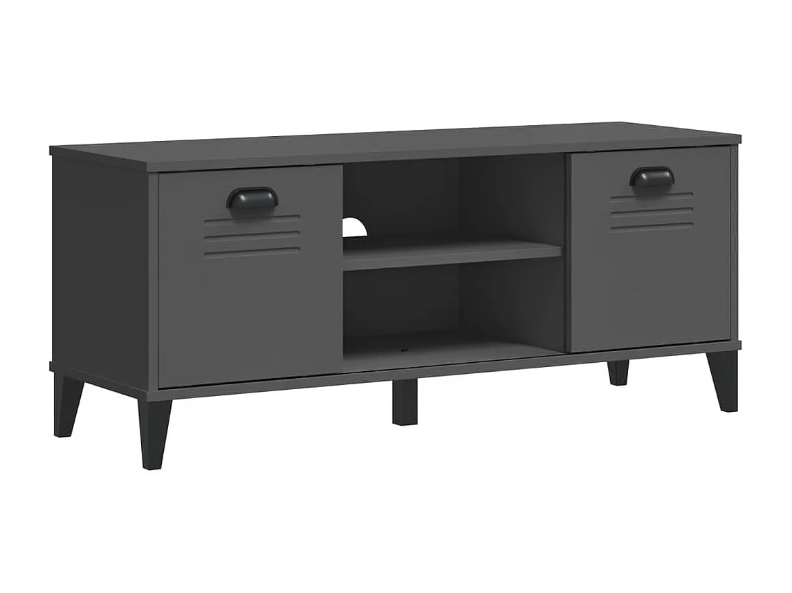 Banco zapatero de madera maciza de pino color gris antracita