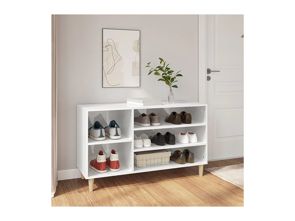 Scarpiera Bianco lucido 102x36x60 cm Legno composito