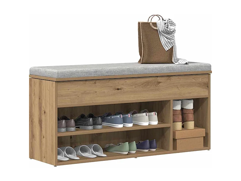 Banc à chaussures chêne artisanal 102x30,5x45cm bois ingénierie