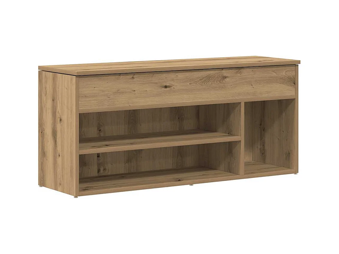 Banc à chaussures chêne artisanal 102x30,5x45cm bois ingénierie