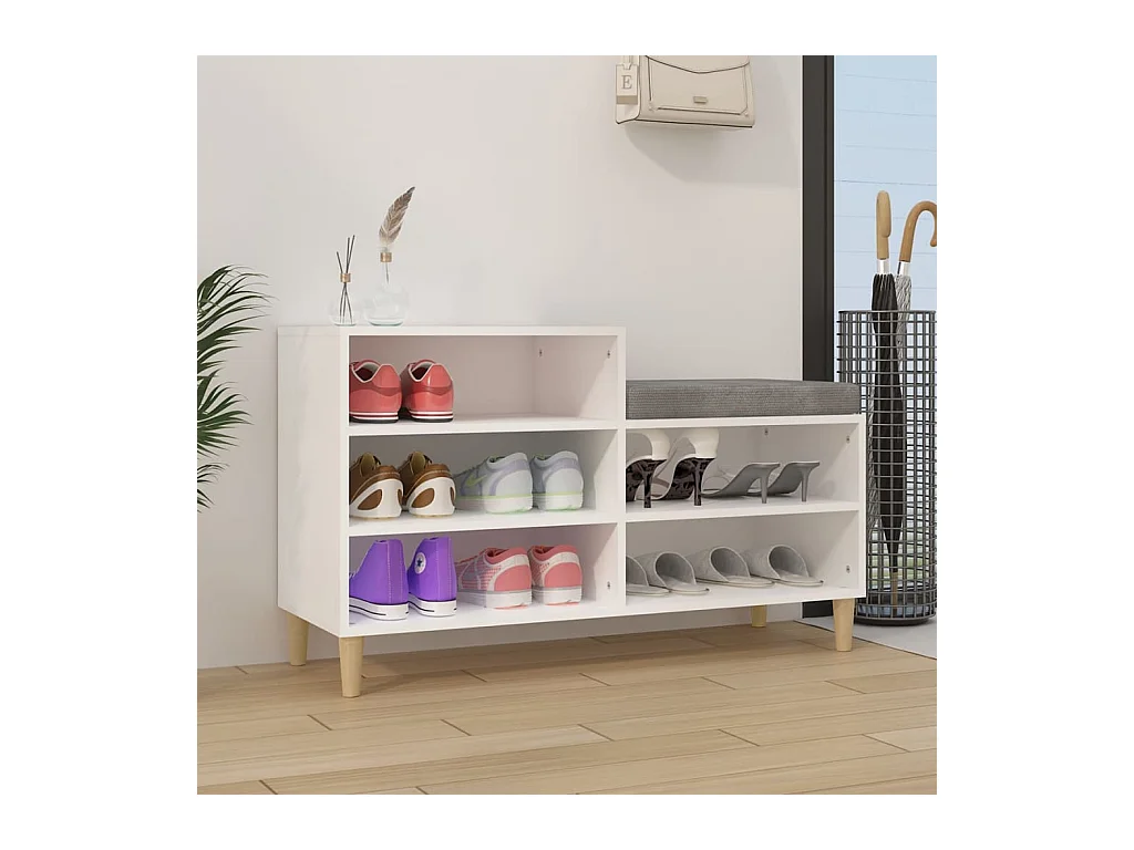 Weißer Schuhschrank 102x36x60 cm Holzwerkstoff