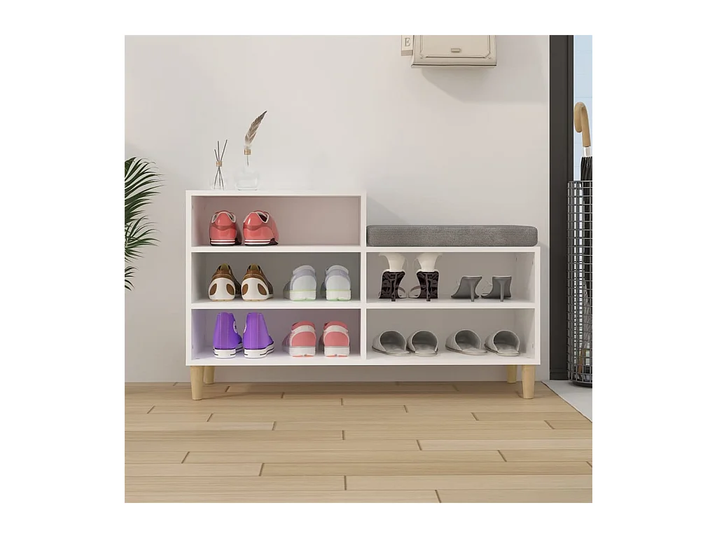 Weißer Schuhschrank 102x36x60 cm Holzwerkstoff