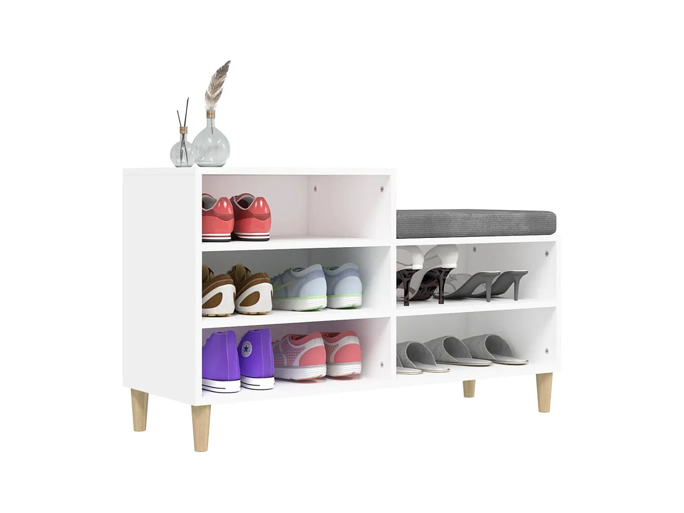 Weißer Schuhschrank 102x36x60 cm Holzwerkstoff