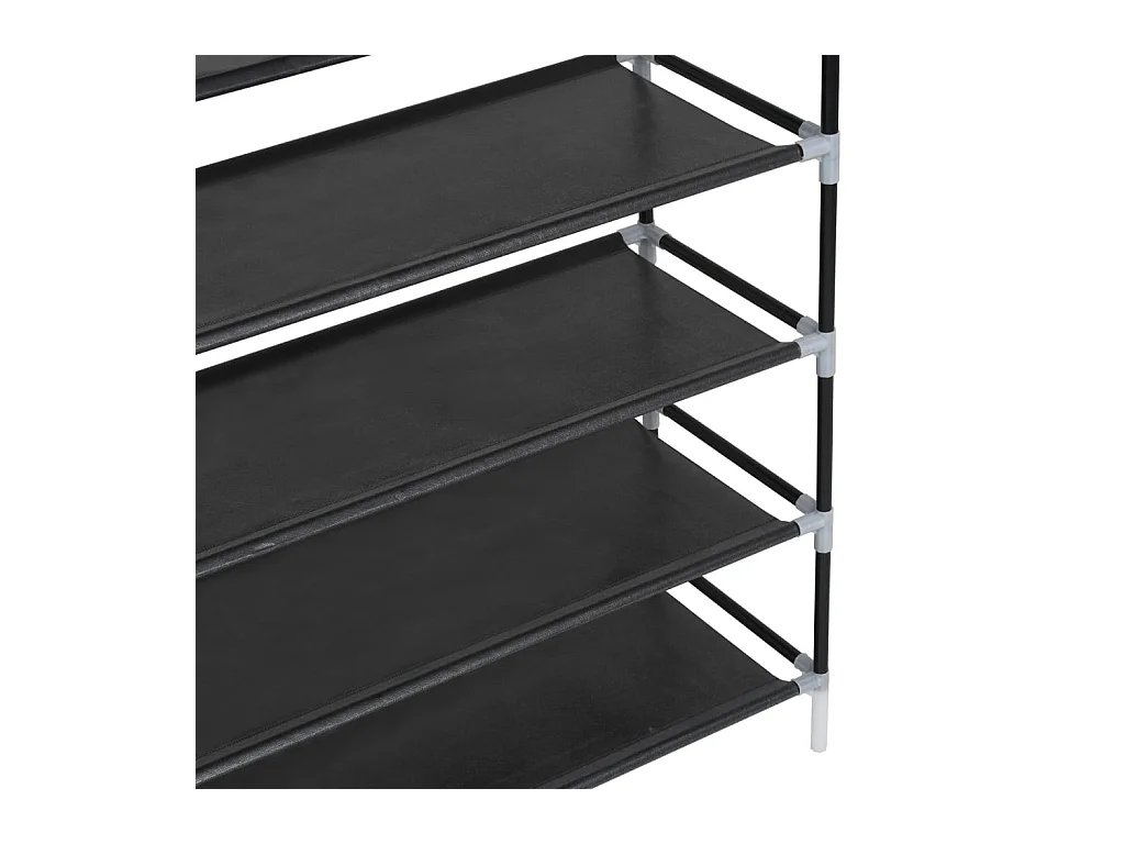 Schoenenrek met 10 planken Metaal en non-woven stof Zwart
