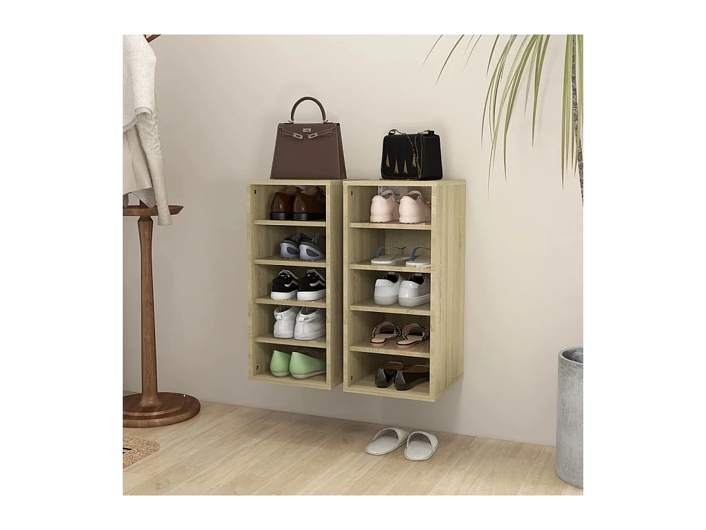 Armoires à chaussures 2 pcs Chêne Sonoma Bois d'ingénierie
