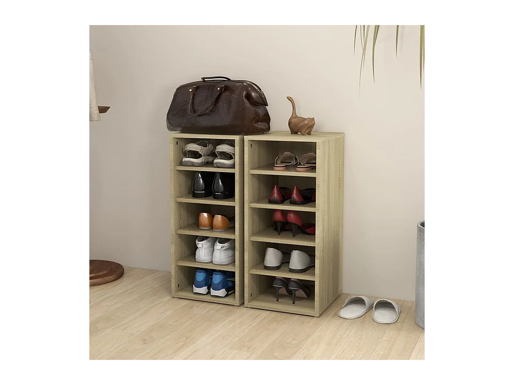 Armoires à chaussures 2 pcs Chêne Sonoma Bois d'ingénierie