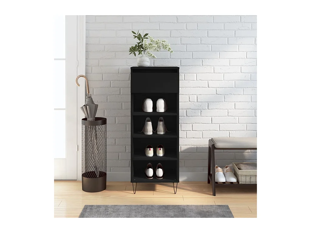 Scarpiera nera 40x36x105 cm Legno ingegnerizzato