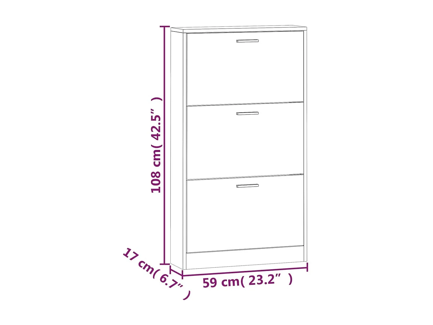 Witte schoenenkast 59x17x108 cm Technisch hout