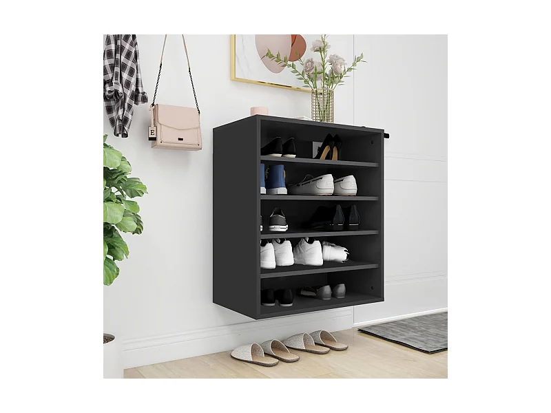 Scarpiera nera 60x35x70 cm in legno ingegnerizzato