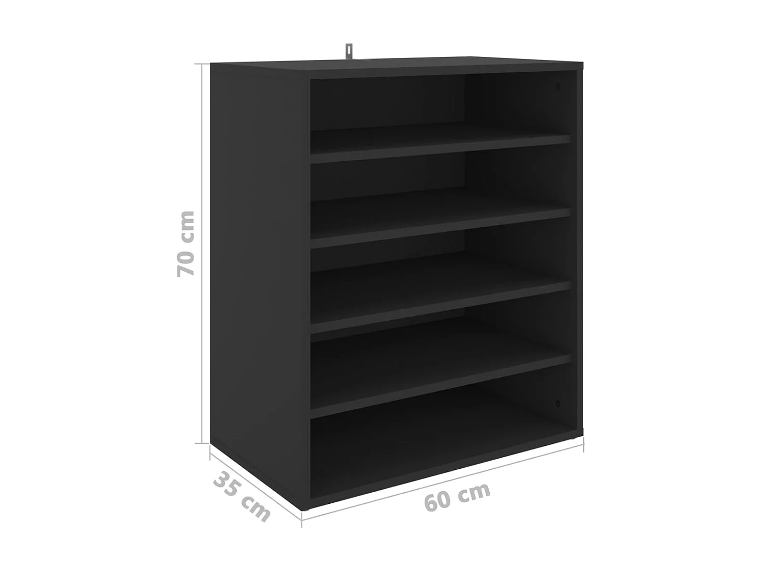 Zapatero negro 60x35x70 cm Madera contrachapada